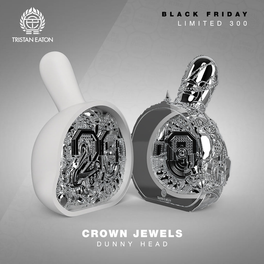 20th Anniversary Dunny Head 12" Art Figure - "Crown Jewels" by Tristan Eaton - White & Silver Edition (Limited Edition of 300)